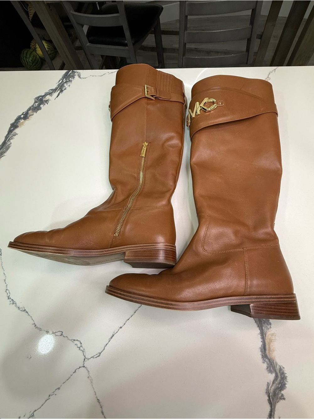 Michael Kors Women's Izzy Tall Riding Boots Color Luggage Size 9 - Picture 5 of 7